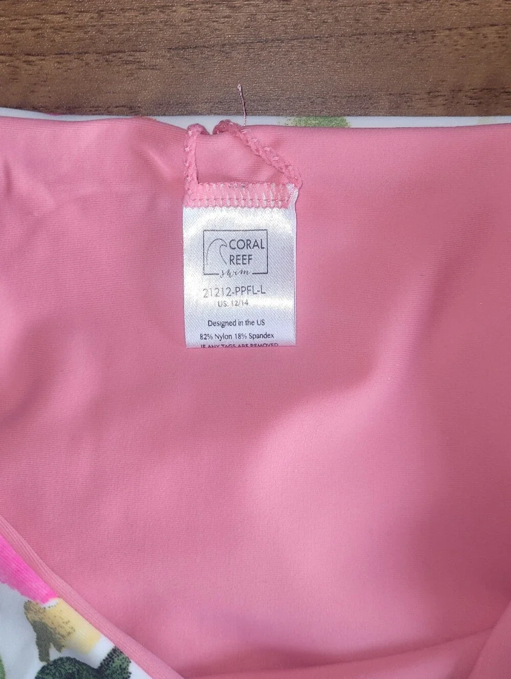 NWT Coral Reef Swim Womens Large High Waist White Floral Swim Bottoms